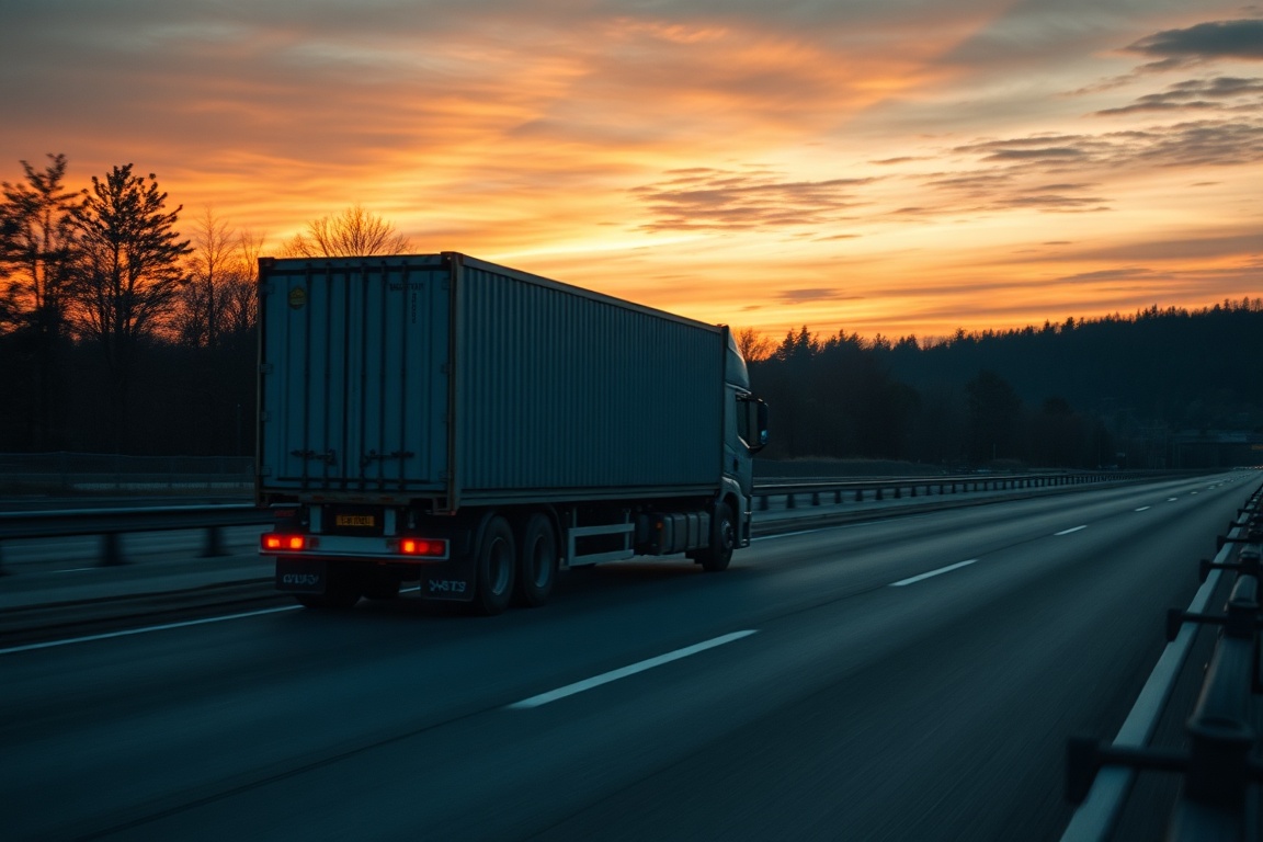 کامیون ترانزیت بین‌المللی در جاده